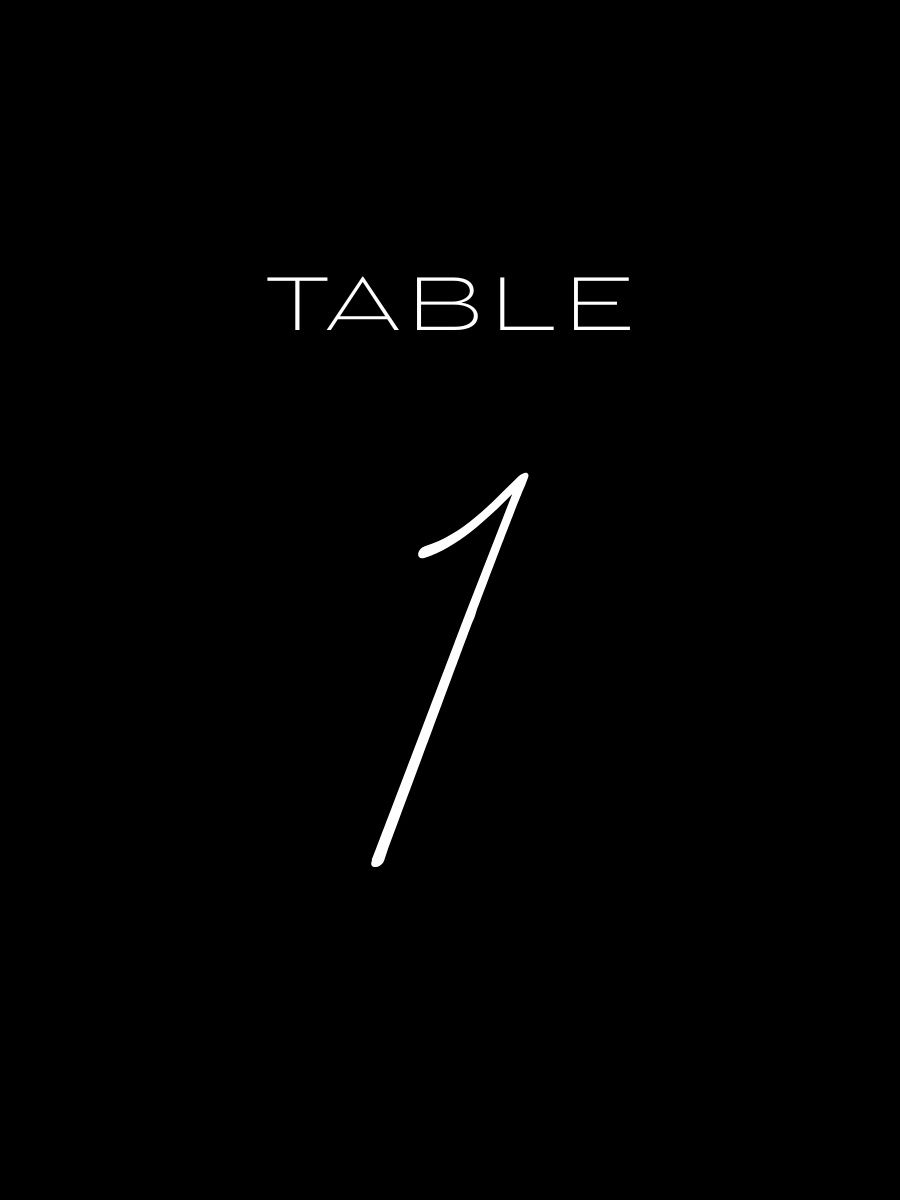 Black & White Wedding Table Numbers Template