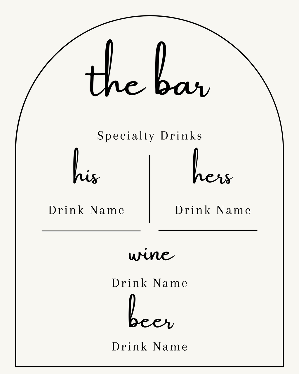 Arch Bar Menu Template