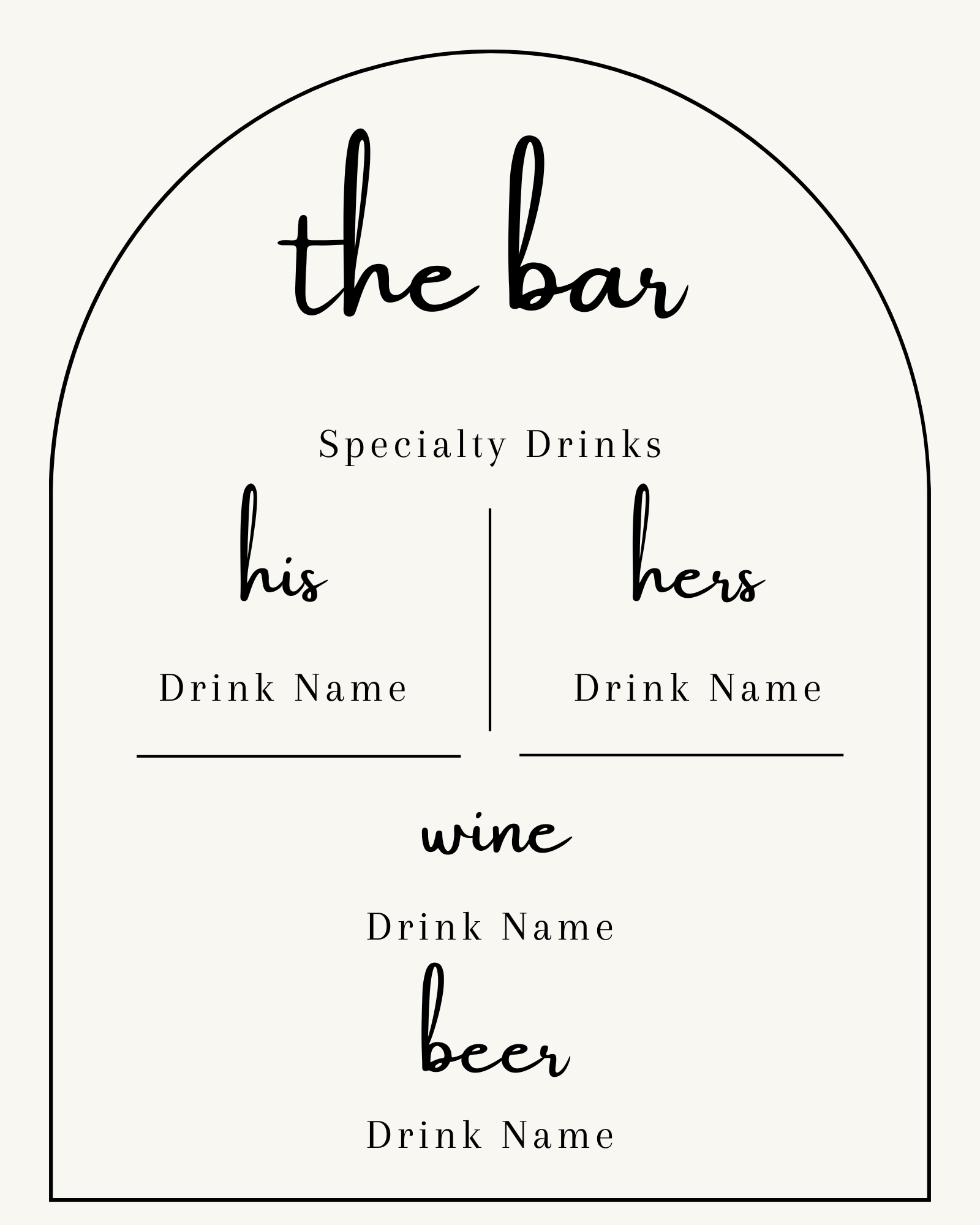Arch Bar Menu Template