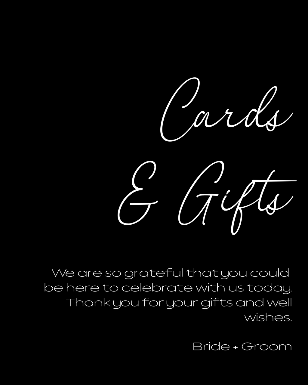 Black and White Cards and Gifts Sign Template