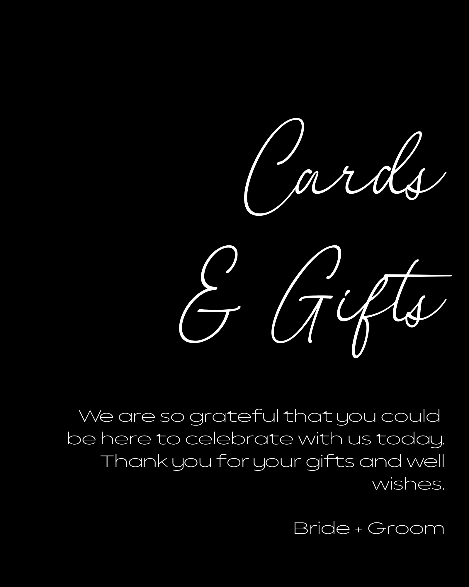 Black and White Cards and Gifts Sign Template