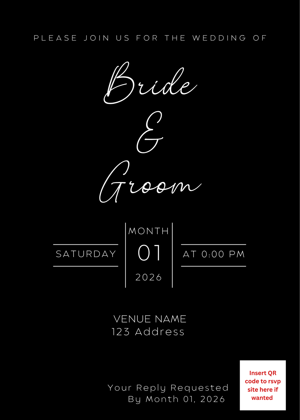 Black & White Wedding Invitation Template