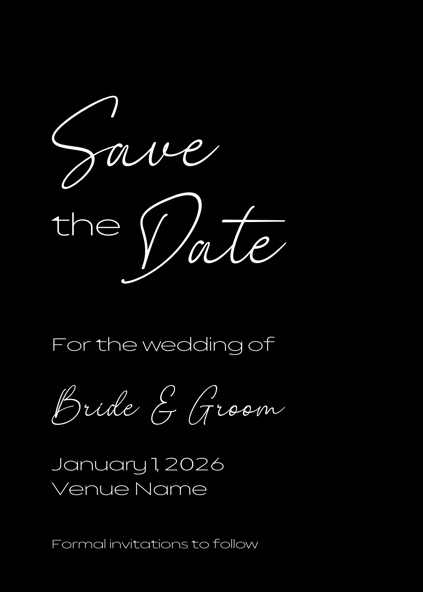 Black and White Save the Date Template