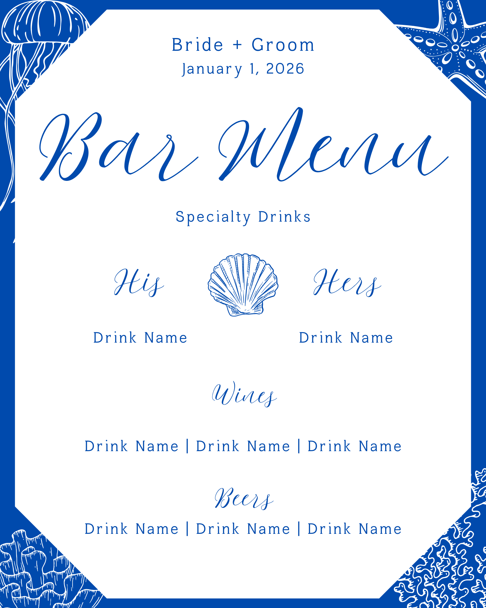 Beach Bar Menu Template