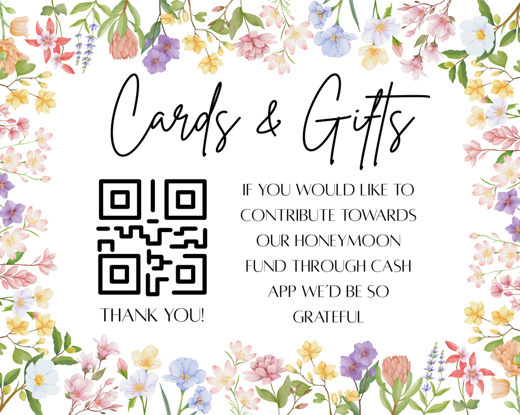 Floral Gift & Honeymoon Fund Sign Template