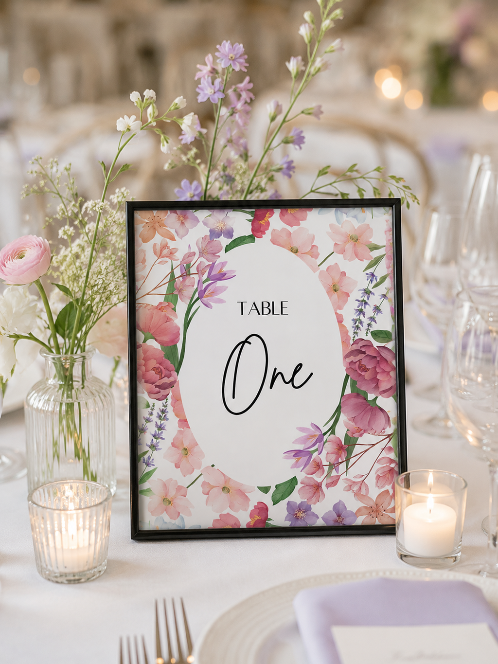 Floral Wedding Table Numbers Template