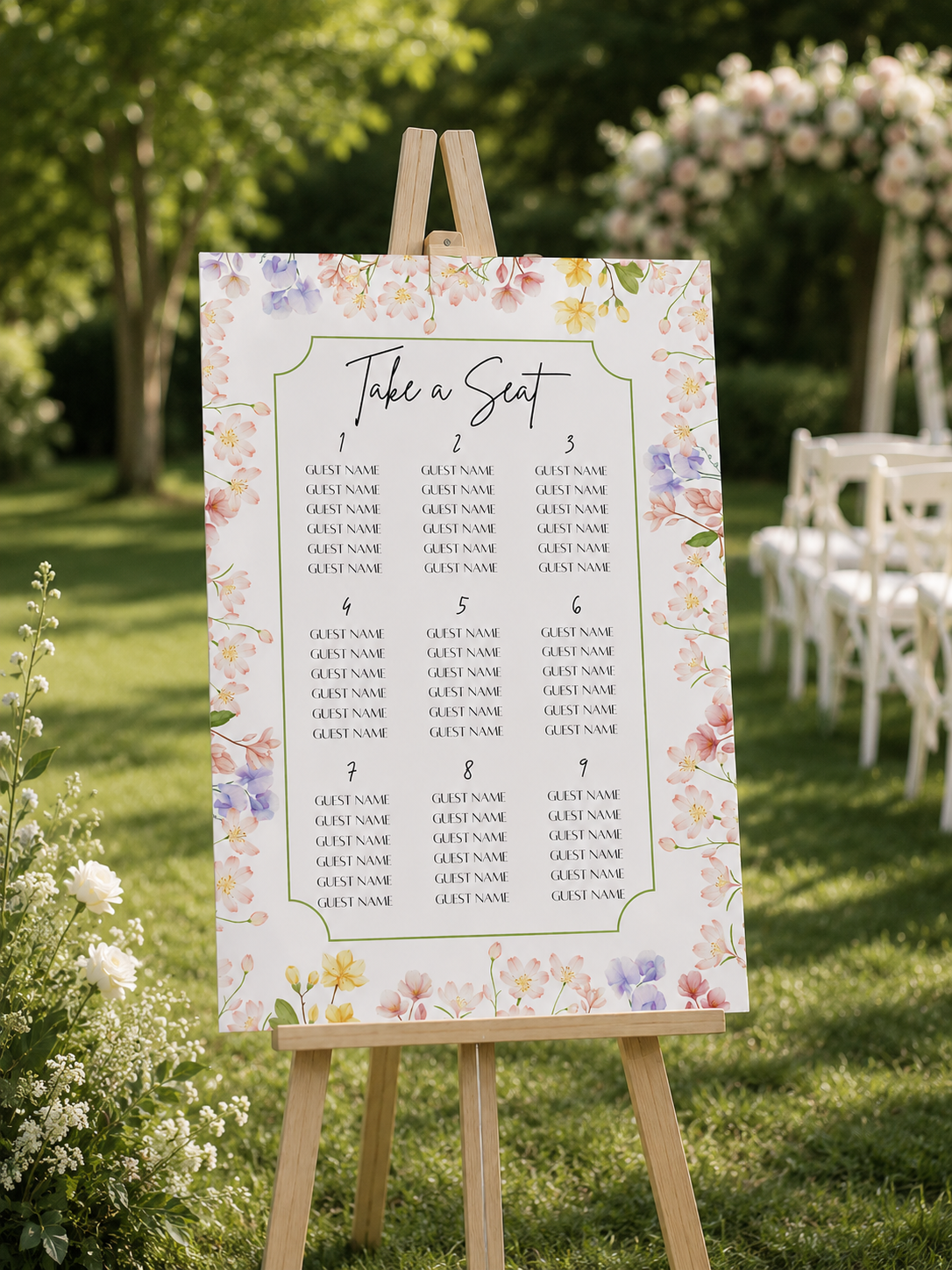 Floral Wedding Seating Chart Template