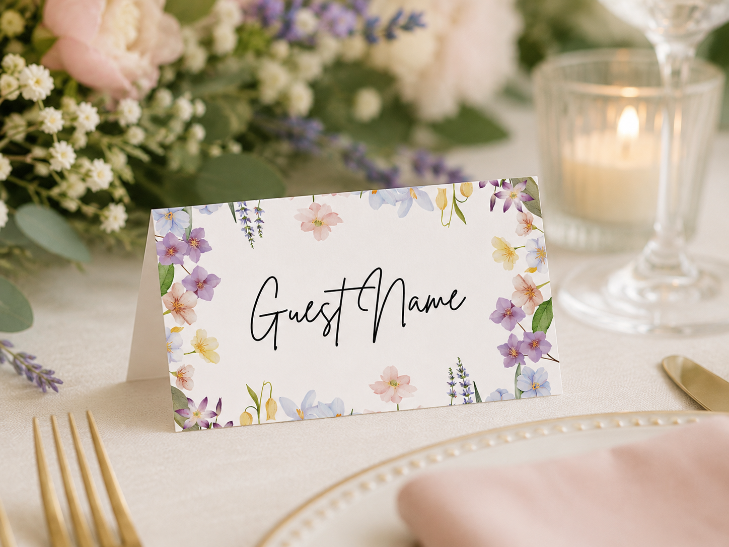 Floral Place Card Template
