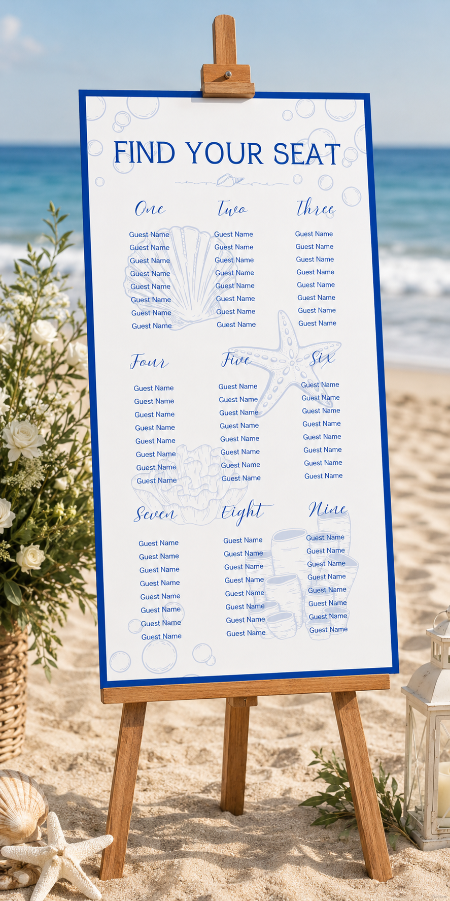 Beach Seating Chart Template