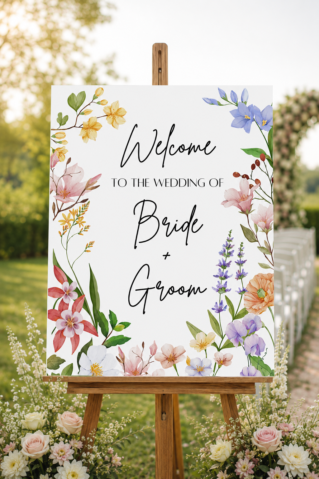 Floral Wedding Welcome Sign Template
