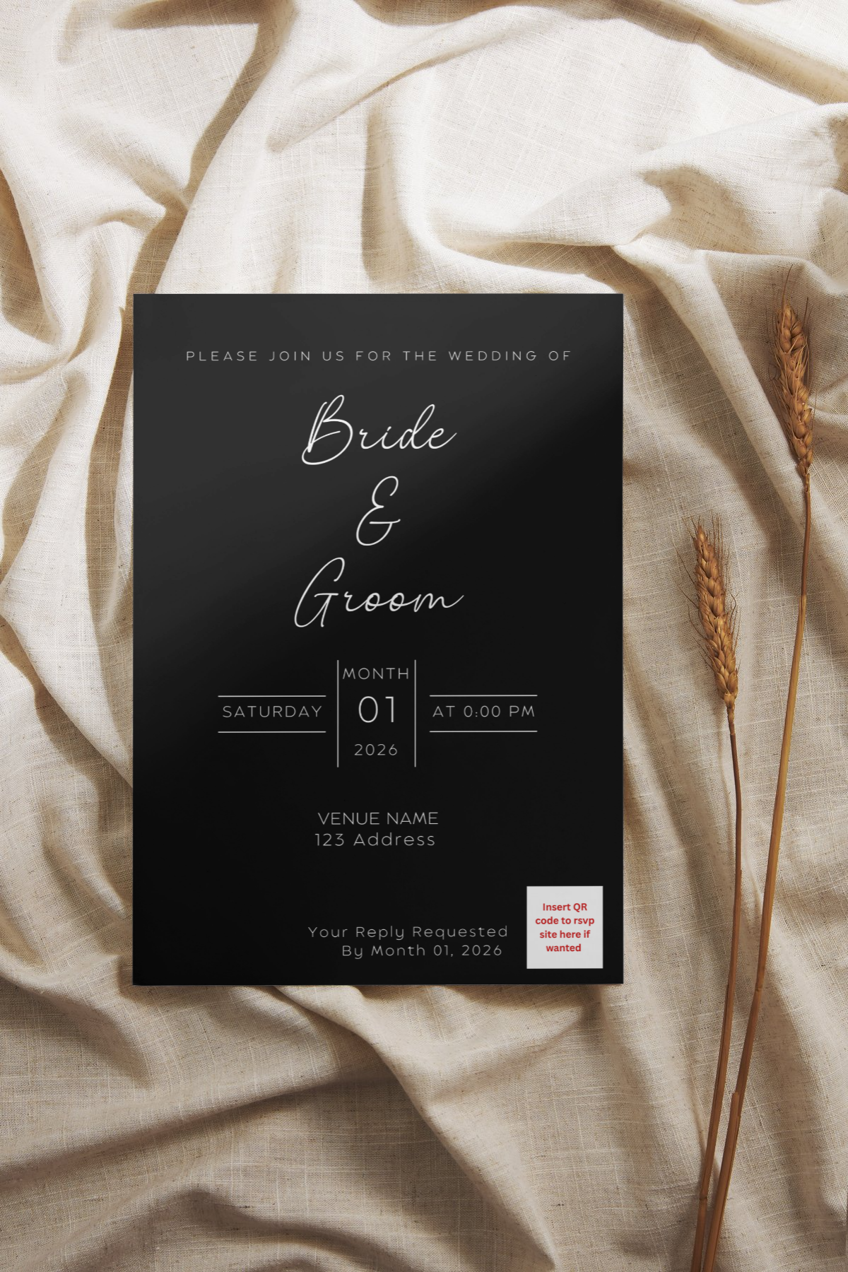 Black & White Wedding Invitation Template