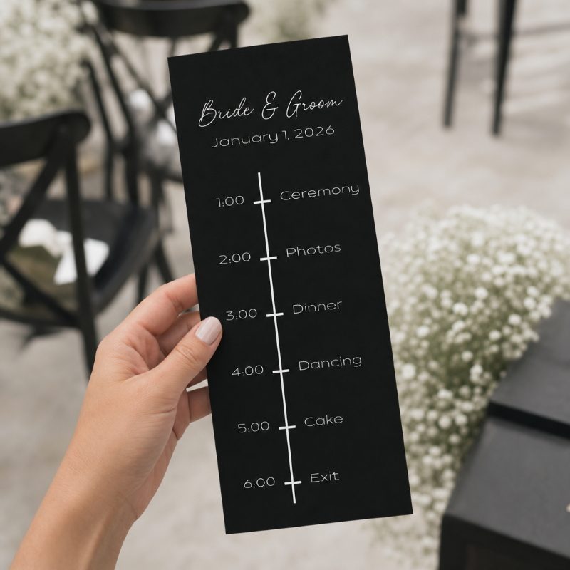Black and White Wedding Program Template