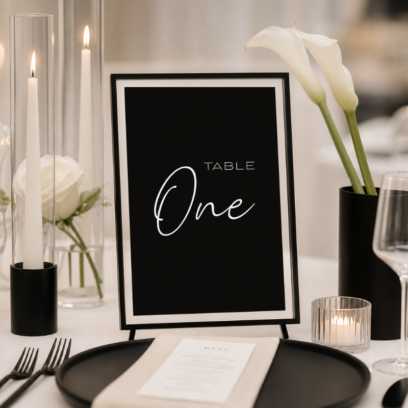 Black & White Wedding Table Numbers Template
